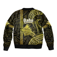 Polynesian Pride Hawaiian Islands Bomber Jacket Oahu Map Yellow Kanaka With Kakau LT14 - Polynesian Pride