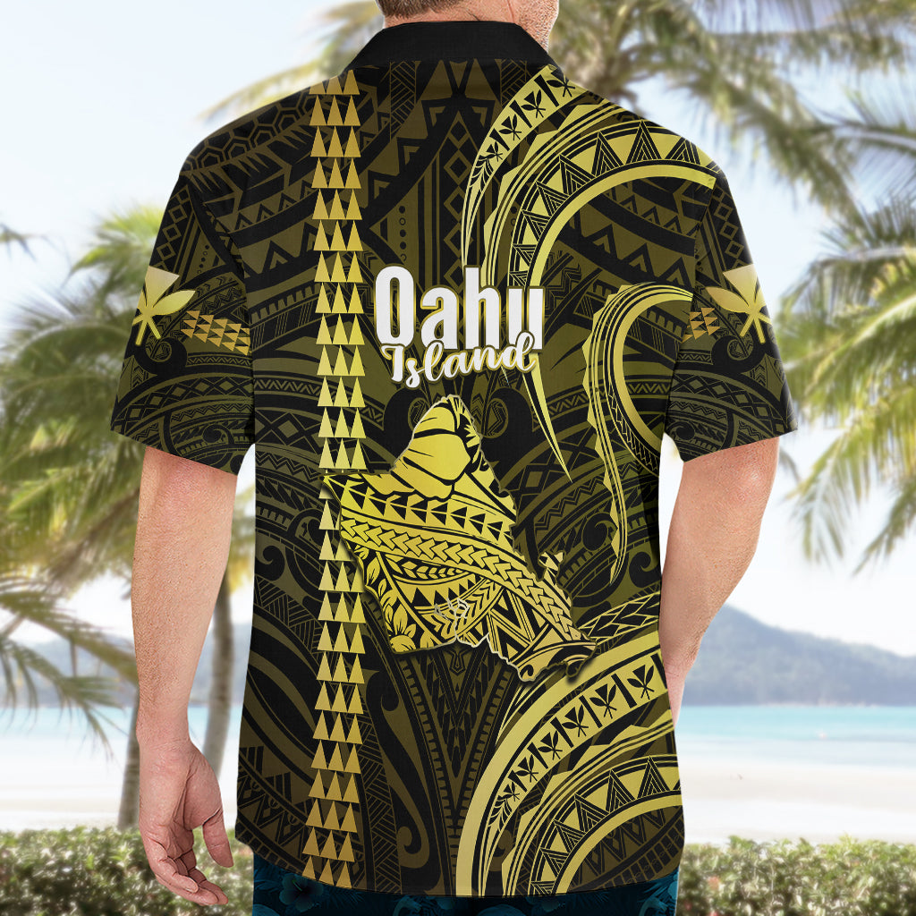 Polynesian Pride Hawaiian Islands Hawaiian Shirt Oahu Map Yellow Kanaka With Kakau LT14 - Polynesian Pride