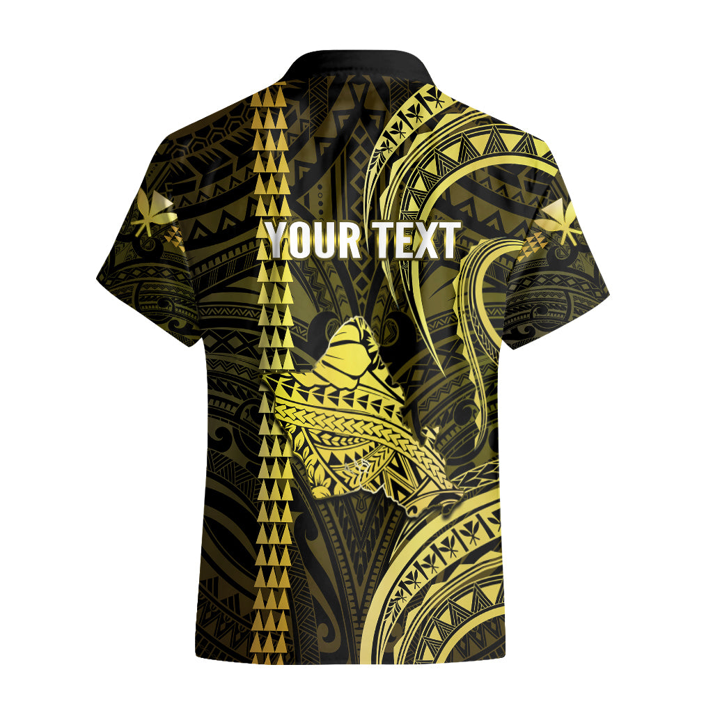 Personalised Hawaiian Islands Hawaiian Shirt Oahu Map Yellow Kanaka With Kakau LT14 - Polynesian Pride