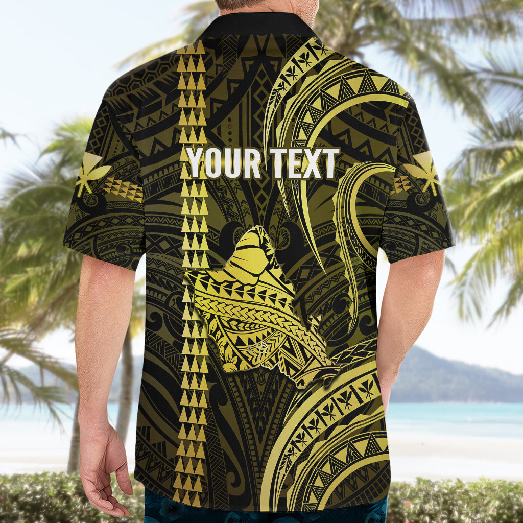 Personalised Hawaiian Islands Hawaiian Shirt Oahu Map Yellow Kanaka With Kakau LT14 - Polynesian Pride