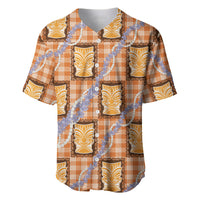 Aloha Hawaii Tiki Palaka Motifs Baseball Jersey Honohono Lei Orange Elegant Vibes LT14 Orange - Polynesian Pride
