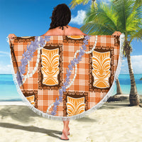 Aloha Hawaii Tiki Palaka Motifs Beach Blanket Honohono Lei Orange Elegant Vibes LT14 - Polynesian Pride