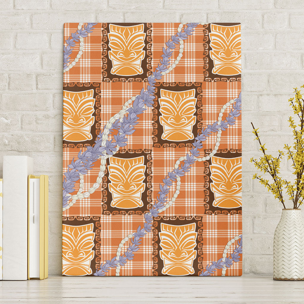 Aloha Hawaii Tiki Palaka Motifs Canvas Wall Art Honohono Lei Orange Elegant Vibes LT14 Without Frame Orange - Polynesian Pride