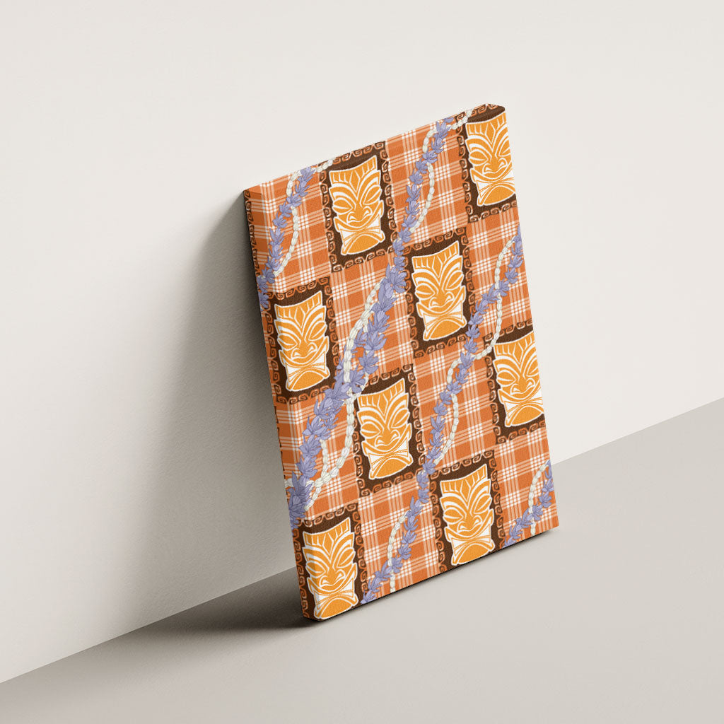 Aloha Hawaii Tiki Palaka Motifs Canvas Wall Art Honohono Lei Orange Elegant Vibes LT14 - Polynesian Pride