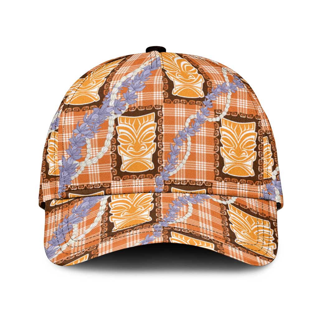 Aloha Hawaii Tiki Palaka Motifs Classic Cap Honohono Lei Orange Elegant Vibes LT14 Universal Fit Orange - Polynesian Pride