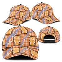 Aloha Hawaii Tiki Palaka Motifs Classic Cap Honohono Lei Orange Elegant Vibes LT14 - Polynesian Pride
