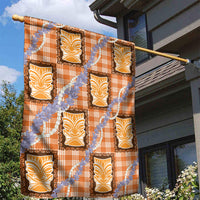 Aloha Hawaii Tiki Palaka Motifs Garden Flag Honohono Lei Orange Elegant Vibes LT14 - Polynesian Pride