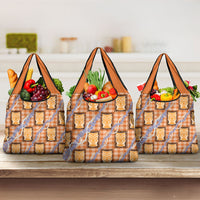 Aloha Hawaii Tiki Palaka Motifs Grocery Bag Honohono Lei Orange Elegant Vibes LT14 3-pack One Size Orange - Polynesian Pride