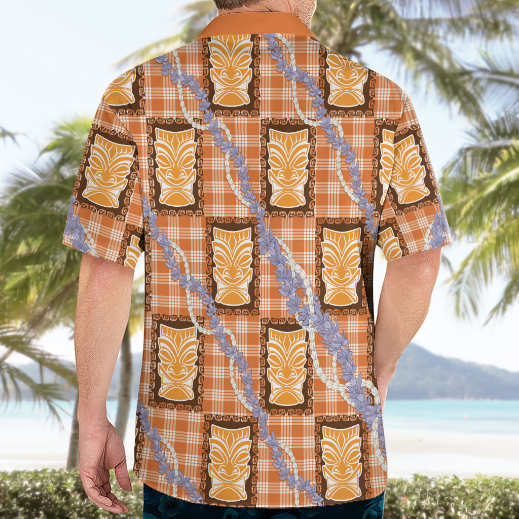 Aloha Hawaii Tiki Palaka Motifs Hawaiian Shirt Honohono Lei Orange Elegant Vibes LT14 - Polynesian Pride