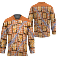 Aloha Hawaii Tiki Palaka Motifs Hockey Jersey Honohono Lei Orange Elegant Vibes LT14 - Polynesian Pride