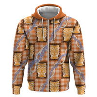 Aloha Hawaii Tiki Palaka Motifs Hoodie Honohono Lei Orange Elegant Vibes LT14 Zip Hoodie Orange - Polynesian Pride