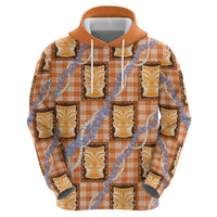 Aloha Hawaii Tiki Palaka Motifs Hoodie Honohono Lei Orange Elegant Vibes LT14 - Polynesian Pride