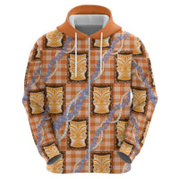 Aloha Hawaii Tiki Palaka Motifs Hoodie Honohono Lei Orange Elegant Vibes LT14 - Polynesian Pride