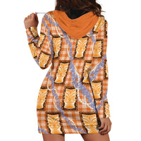 Aloha Hawaii Tiki Palaka Motifs Hoodie Dress Honohono Lei Orange Elegant Vibes LT14 - Polynesian Pride