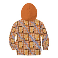 Aloha Hawaii Tiki Palaka Motifs Kid Hoodie Honohono Lei Orange Elegant Vibes