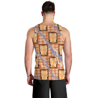 Aloha Hawaii Tiki Palaka Motifs Men Tank Top Honohono Lei Orange Elegant Vibes LT14 - Polynesian Pride