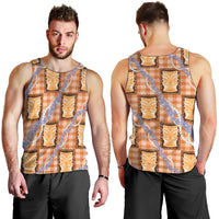 Aloha Hawaii Tiki Palaka Motifs Men Tank Top Honohono Lei Orange Elegant Vibes LT14 - Polynesian Pride