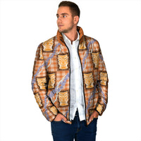 Aloha Hawaii Tiki Palaka Motifs Padded Jacket Honohono Lei Orange Elegant Vibes LT14 - Polynesian Pride