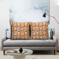 Aloha Hawaii Tiki Palaka Motifs Pillow Cover Honohono Lei Orange Elegant Vibes LT14 - Polynesian Pride