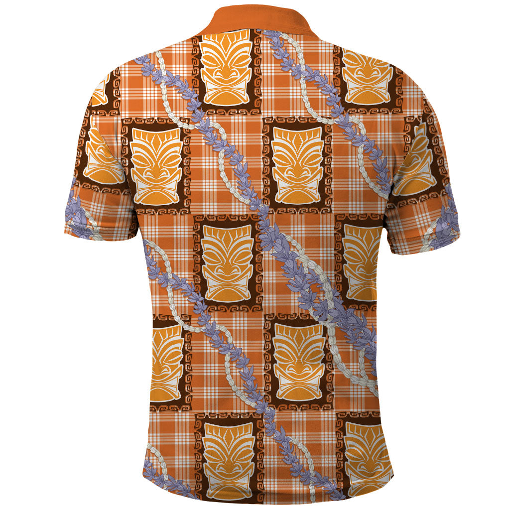 Aloha Hawaii Tiki Palaka Motifs Polo Shirt Honohono Lei Orange Elegant Vibes LT14 - Polynesian Pride