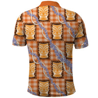 Aloha Hawaii Tiki Palaka Motifs Polo Shirt Honohono Lei Orange Elegant Vibes LT14 - Polynesian Pride