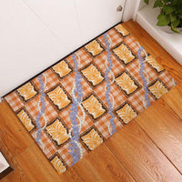 Aloha Hawaii Tiki Palaka Motifs Rubber Doormat Honohono Lei Orange Elegant Vibes LT14 - Polynesian Pride