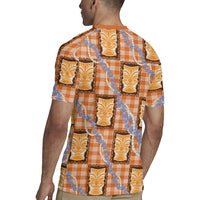 Aloha Hawaii Tiki Palaka Motifs Rugby Jersey Honohono Lei Orange Elegant Vibes LT14 - Polynesian Pride