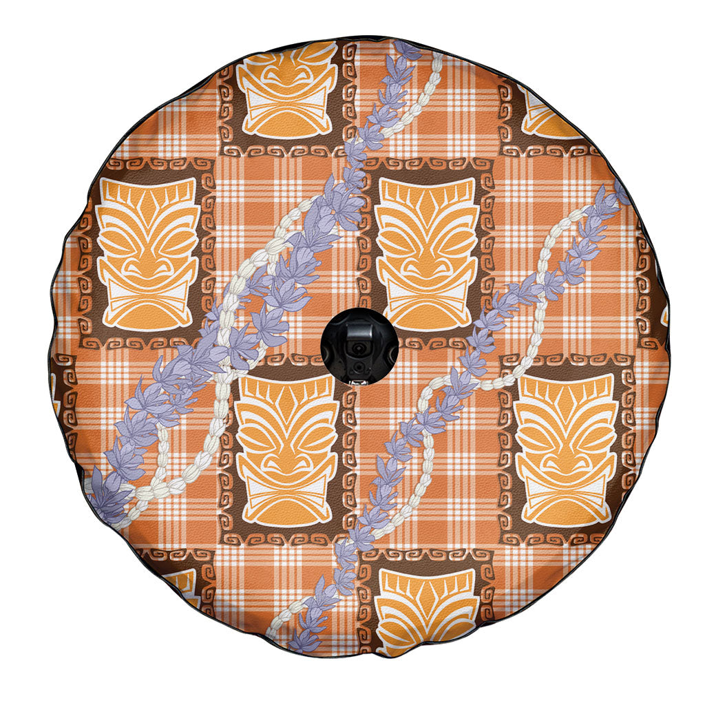 Aloha Hawaii Tiki Palaka Motifs Spare Tire Cover Honohono Lei Orange Elegant Vibes