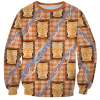 Aloha Hawaii Tiki Palaka Motifs Sweatshirt Honohono Lei Orange Elegant Vibes LT14 Unisex Orange - Polynesian Pride