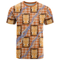 Aloha Hawaii Tiki Palaka Motifs T Shirt Honohono Lei Orange Elegant Vibes LT14 Orange - Polynesian Pride