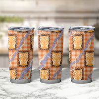 Aloha Hawaii Tiki Palaka Motifs Tumbler Cup Honohono Lei Orange Elegant Vibes LT14 - Polynesian Pride
