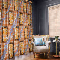 Aloha Hawaii Tiki Palaka Motifs Window Curtain Honohono Lei Orange Elegant Vibes LT14 - Polynesian Pride