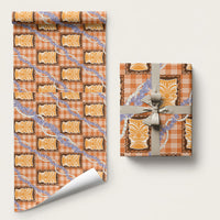 Aloha Hawaii Tiki Palaka Motifs Wrapping Paper Honohono Lei Orange Elegant Vibes LT14 58" × 23" Orange - Polynesian Pride