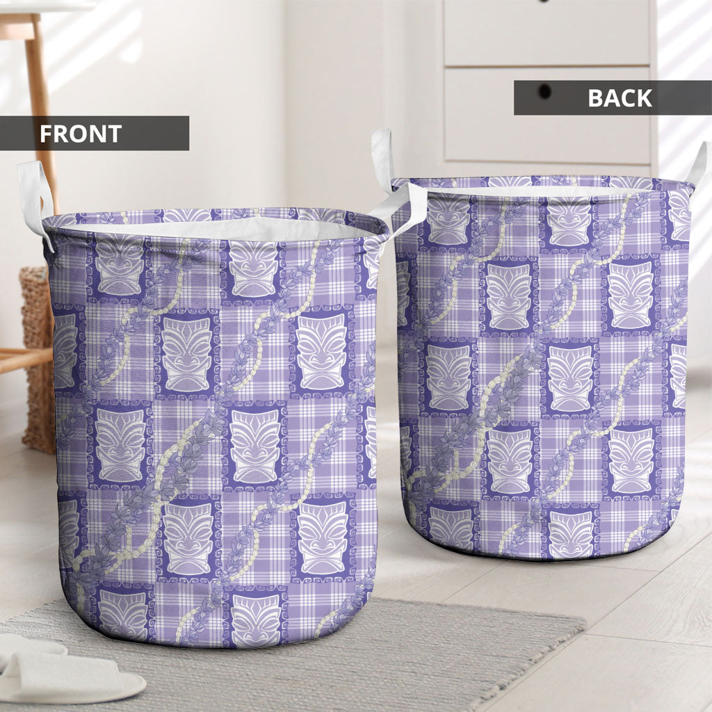 Aloha Hawaii Tiki Palaka Motifs Laundry Basket Honohono Lei Purple Elegant Vibes LT14 - Polynesian Pride