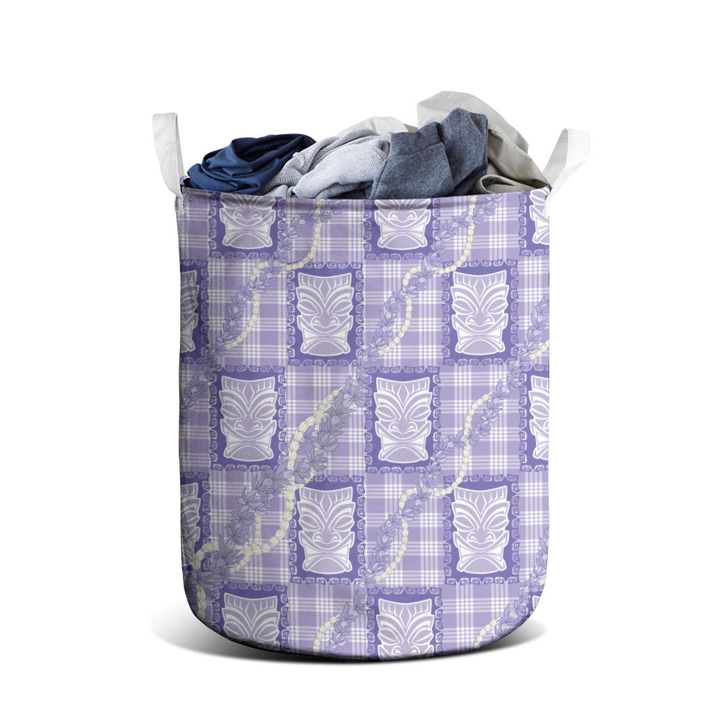 Aloha Hawaii Tiki Palaka Motifs Laundry Basket Honohono Lei Purple Elegant Vibes LT14 - Polynesian Pride