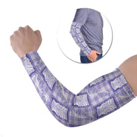 Aloha Hawaii Tiki Palaka Motifs Arm Sleeves Honohono Lei Purple Elegant Vibes LT14 Set of 2 Purple - Polynesian Pride