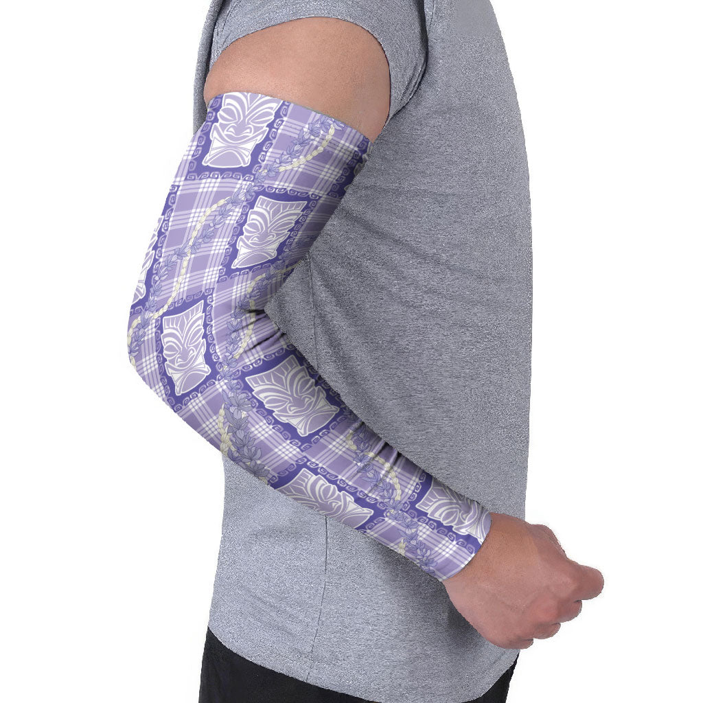 Aloha Hawaii Tiki Palaka Motifs Arm Sleeves Honohono Lei Purple Elegant Vibes LT14 - Polynesian Pride