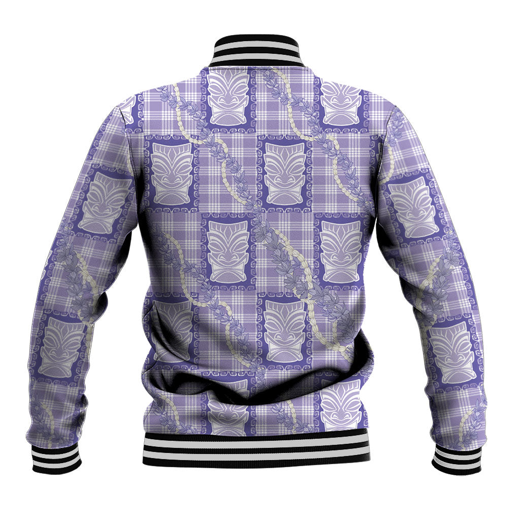 Aloha Hawaii Tiki Palaka Motifs Baseball Jacket Honohono Lei Purple Elegant Vibes LT14 - Polynesian Pride