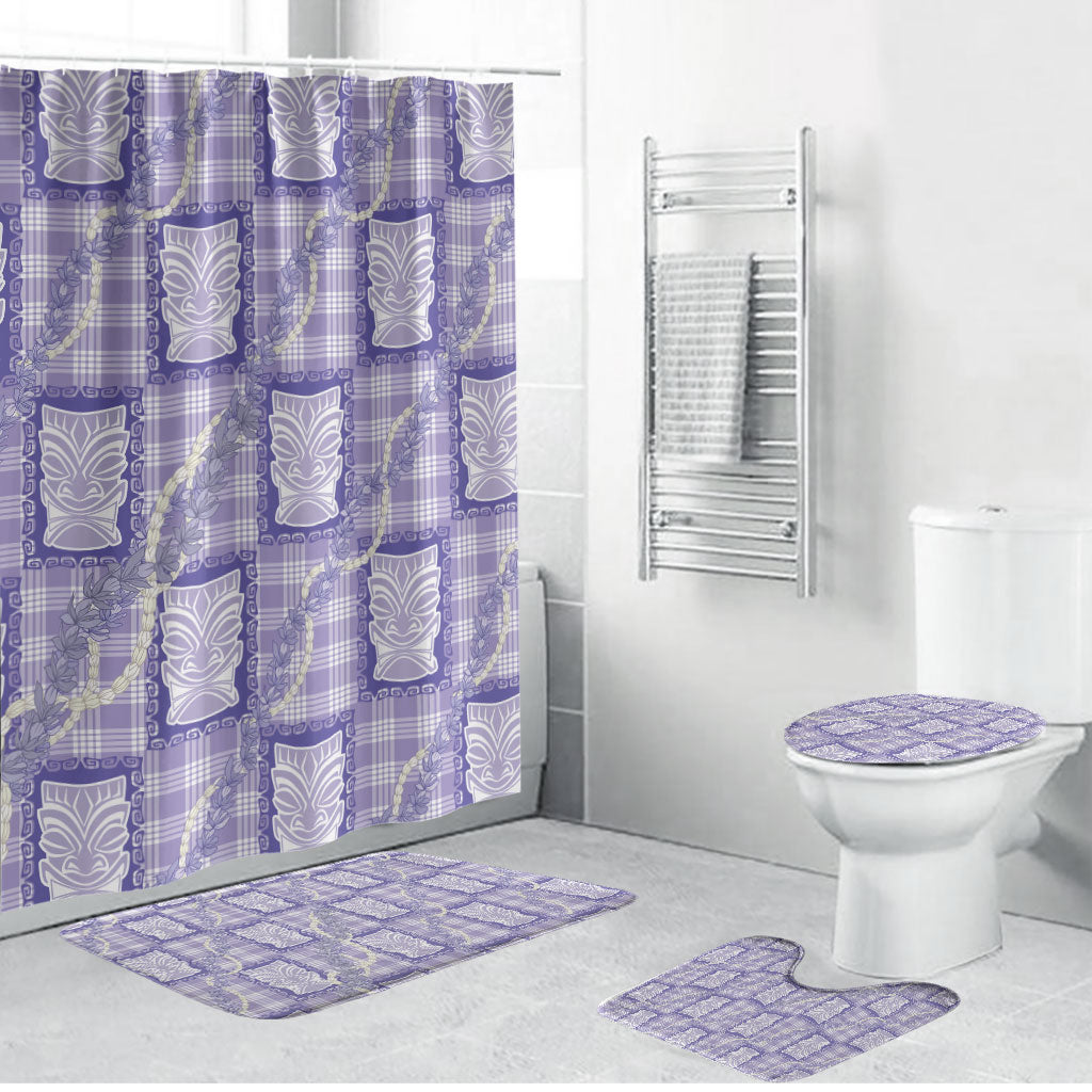 Aloha Hawaii Tiki Palaka Motifs Bathroom Set Honohono Lei Purple Elegant Vibes