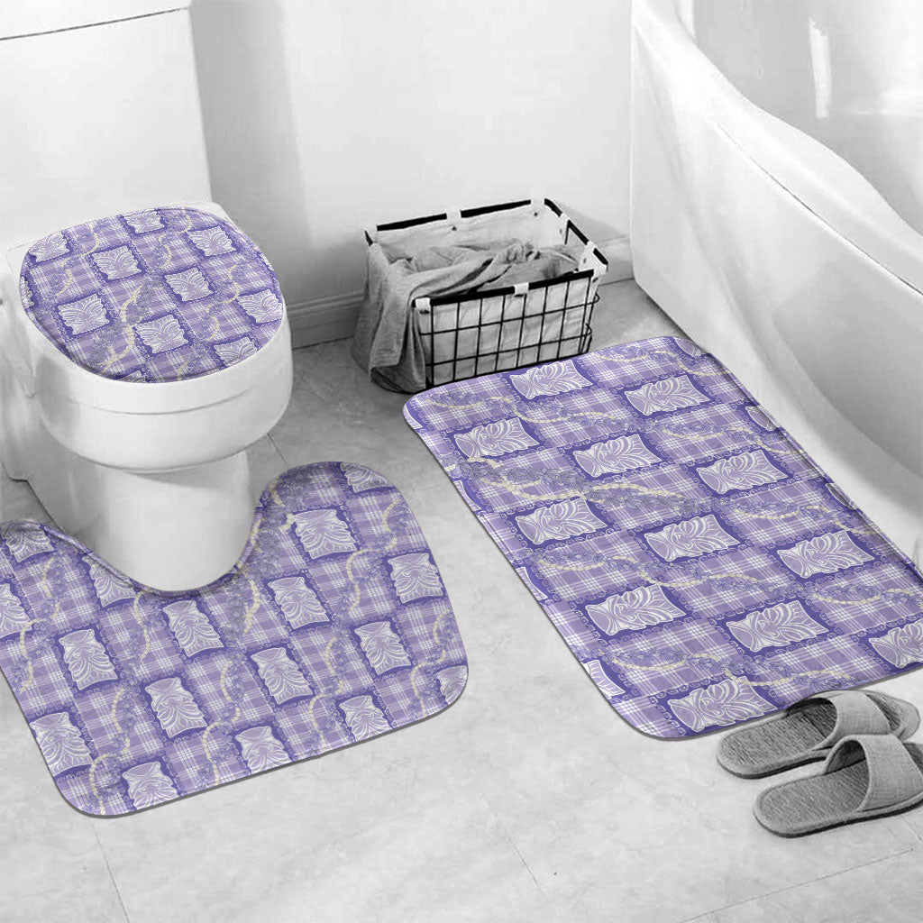 Aloha Hawaii Tiki Palaka Motifs Bathroom Set Honohono Lei Purple Elegant Vibes LT14 Mat Set Only (3 pcs) One Size Purple - Polynesian Pride