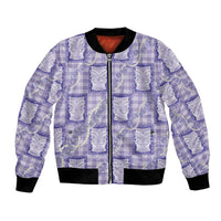 Aloha Hawaii Tiki Palaka Motifs Bomber Jacket Honohono Lei Purple Elegant Vibes LT14 Unisex Purple - Polynesian Pride