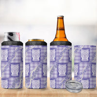 Aloha Hawaii Tiki Palaka Motifs 4 in 1 Can Cooler Tumbler Honohono Lei Purple Elegant Vibes LT14 - Polynesian Pride