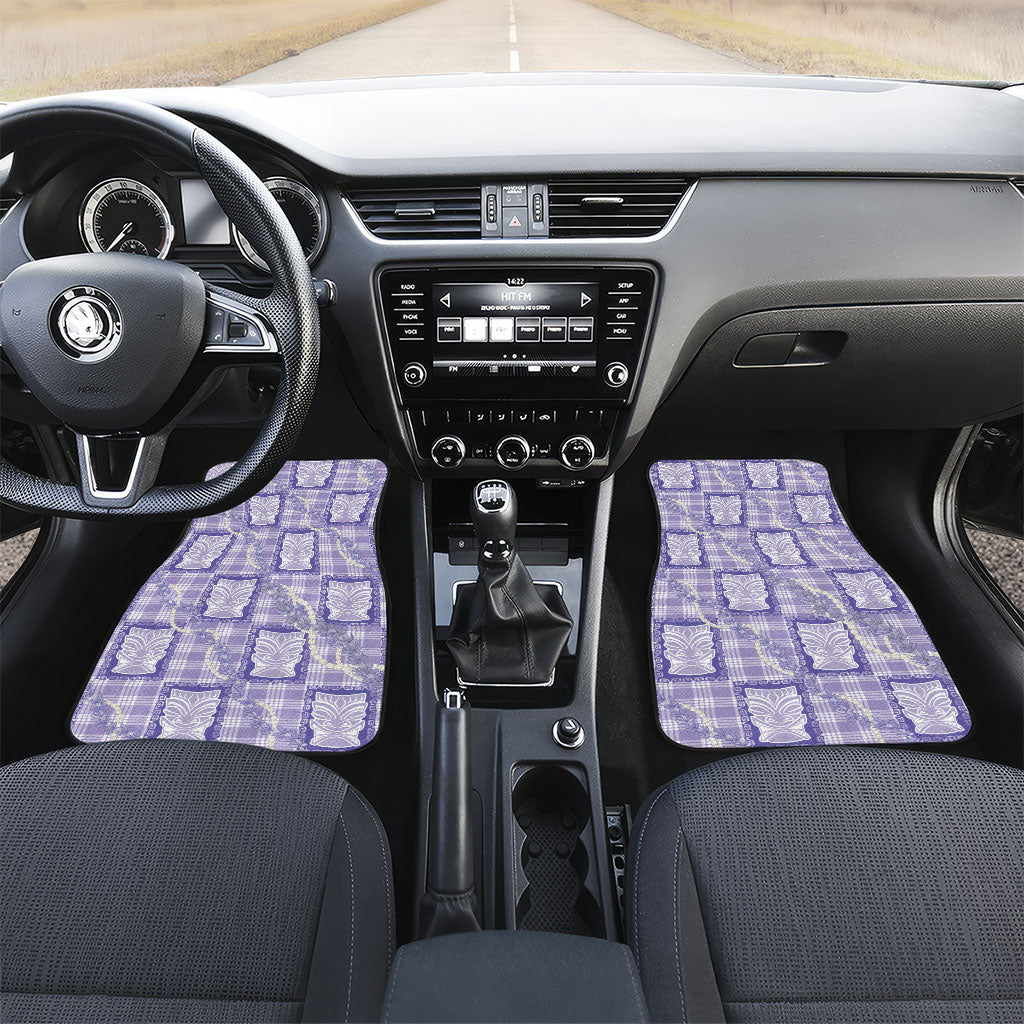 Aloha Hawaii Tiki Palaka Motifs Car Mats Honohono Lei Purple Elegant Vibes LT14 Set 2pcs - Front Purple - Polynesian Pride