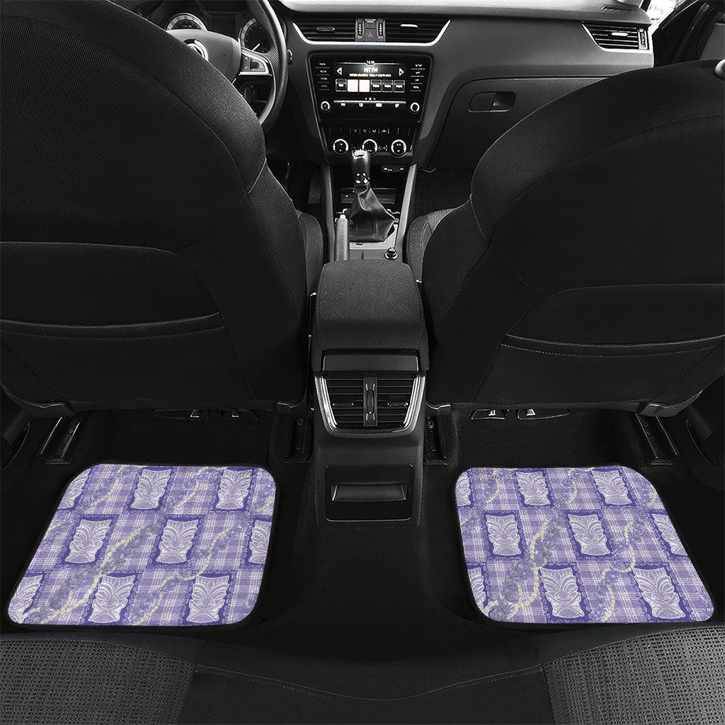 Aloha Hawaii Tiki Palaka Motifs Car Mats Honohono Lei Purple Elegant Vibes LT14 Set 2pcs - Back Purple - Polynesian Pride