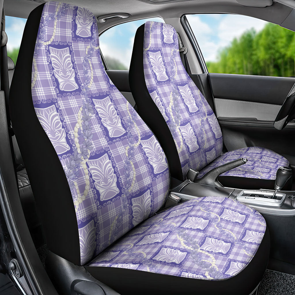 Aloha Hawaii Tiki Palaka Motifs Car Seat Cover Honohono Lei Purple Elegant Vibes