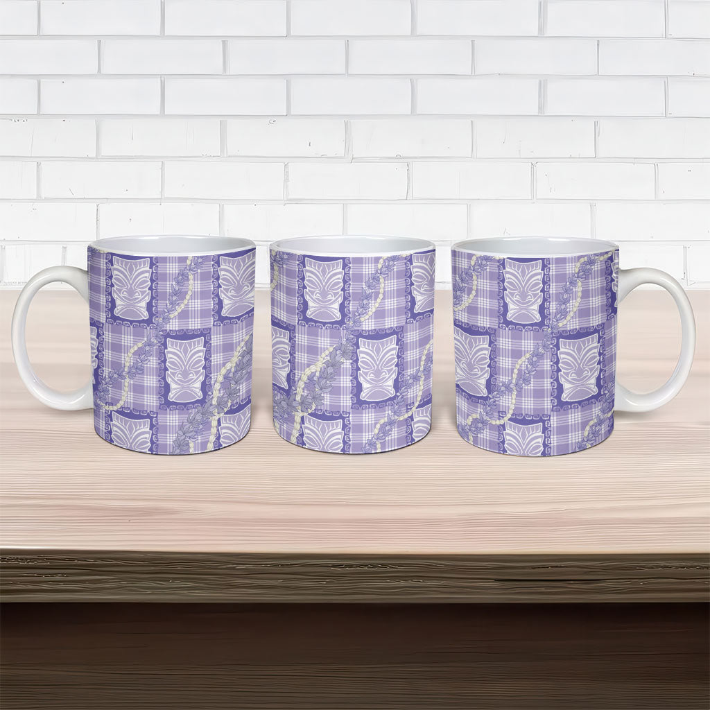 Aloha Hawaii Tiki Palaka Motifs Ceramic Mug Honohono Lei Purple Elegant Vibes LT14 - Polynesian Pride