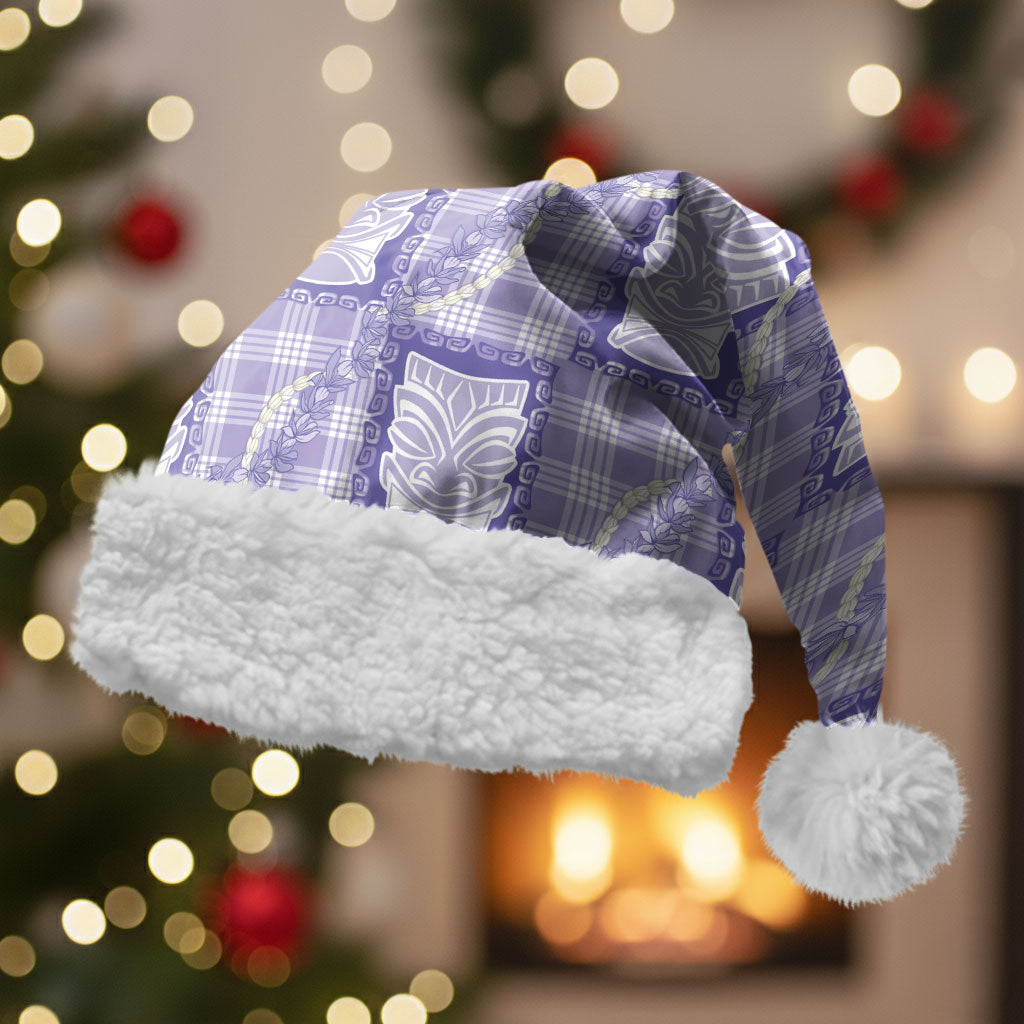 Aloha Hawaii Tiki Palaka Motifs Christmas Santa Hat Honohono Lei Purple Elegant Vibes LT14 With Fur Purple - Polynesian Pride