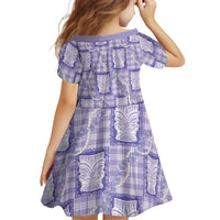 Aloha Hawaii Tiki Palaka Motifs Family Matching Off The Shoulder Long Sleeve Dress and Hawaiian Shirt Honohono Lei Purple Elegant Vibes LT14 - Polynesian Pride