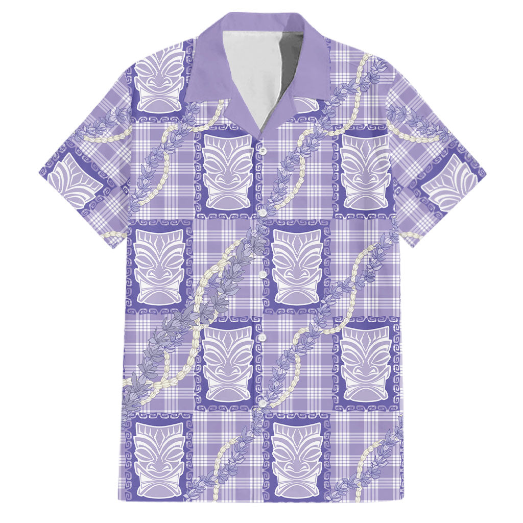 Aloha Hawaii Tiki Palaka Motifs Family Matching Tank Maxi Dress and Hawaiian Shirt Honohono Lei Purple Elegant Vibes LT14 Dad's Shirt - Short Sleeve Purple - Polynesian Pride