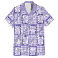 Aloha Hawaii Tiki Palaka Motifs Family Matching Tank Maxi Dress and Hawaiian Shirt Honohono Lei Purple Elegant Vibes LT14 Dad's Shirt - Short Sleeve Purple - Polynesian Pride